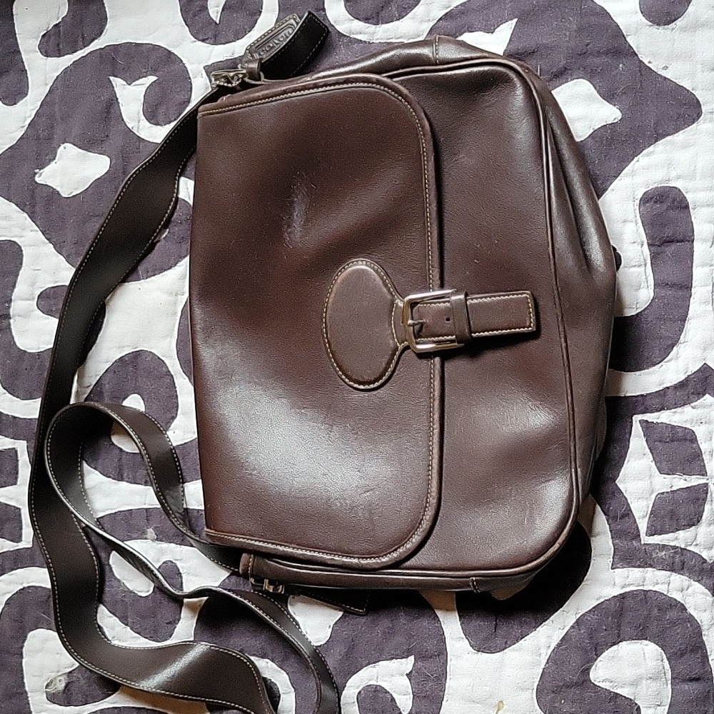 Vintage Coach Brown Leather Messenger Bag